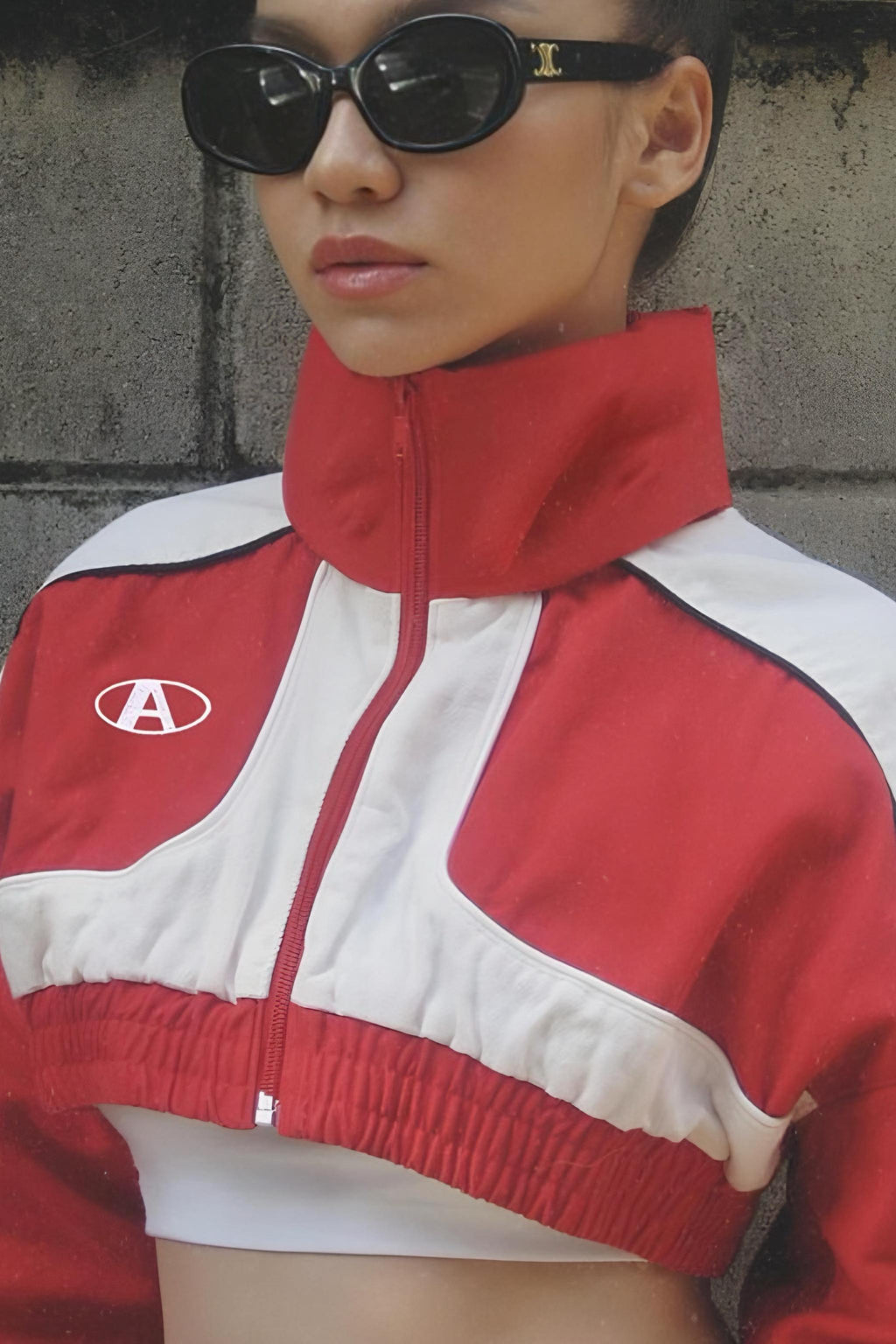 Red Nakışlı A Paraşüt Crop Ceket
