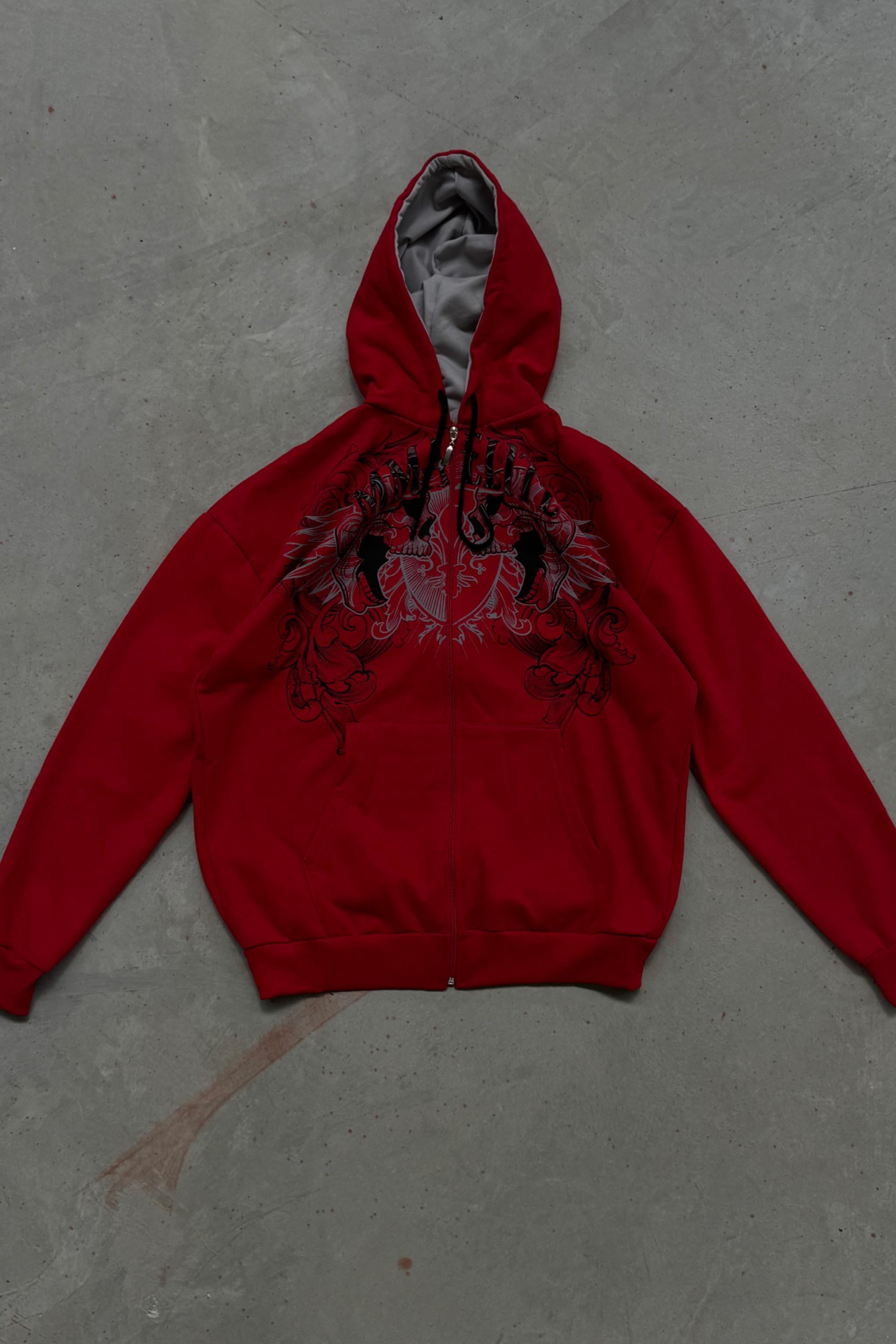 Red Skulls Oversize Hırka