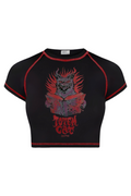 Red Ters Dikiş Totem Cat Crop