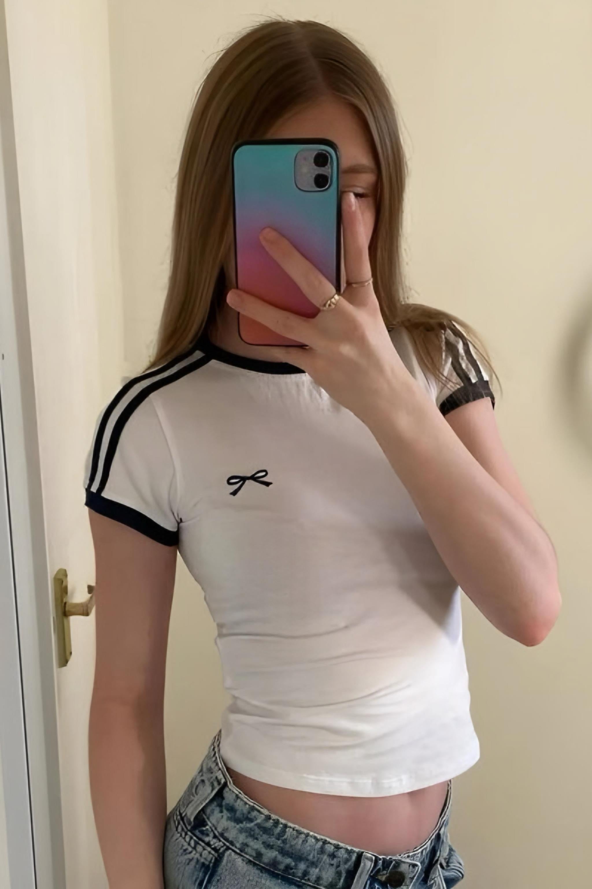 Ribbon Detail Striped Crop
