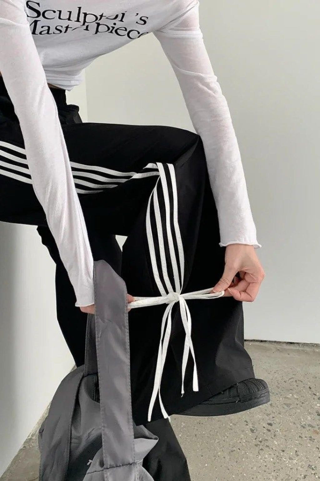 Ribbon Laced Black Eşofman