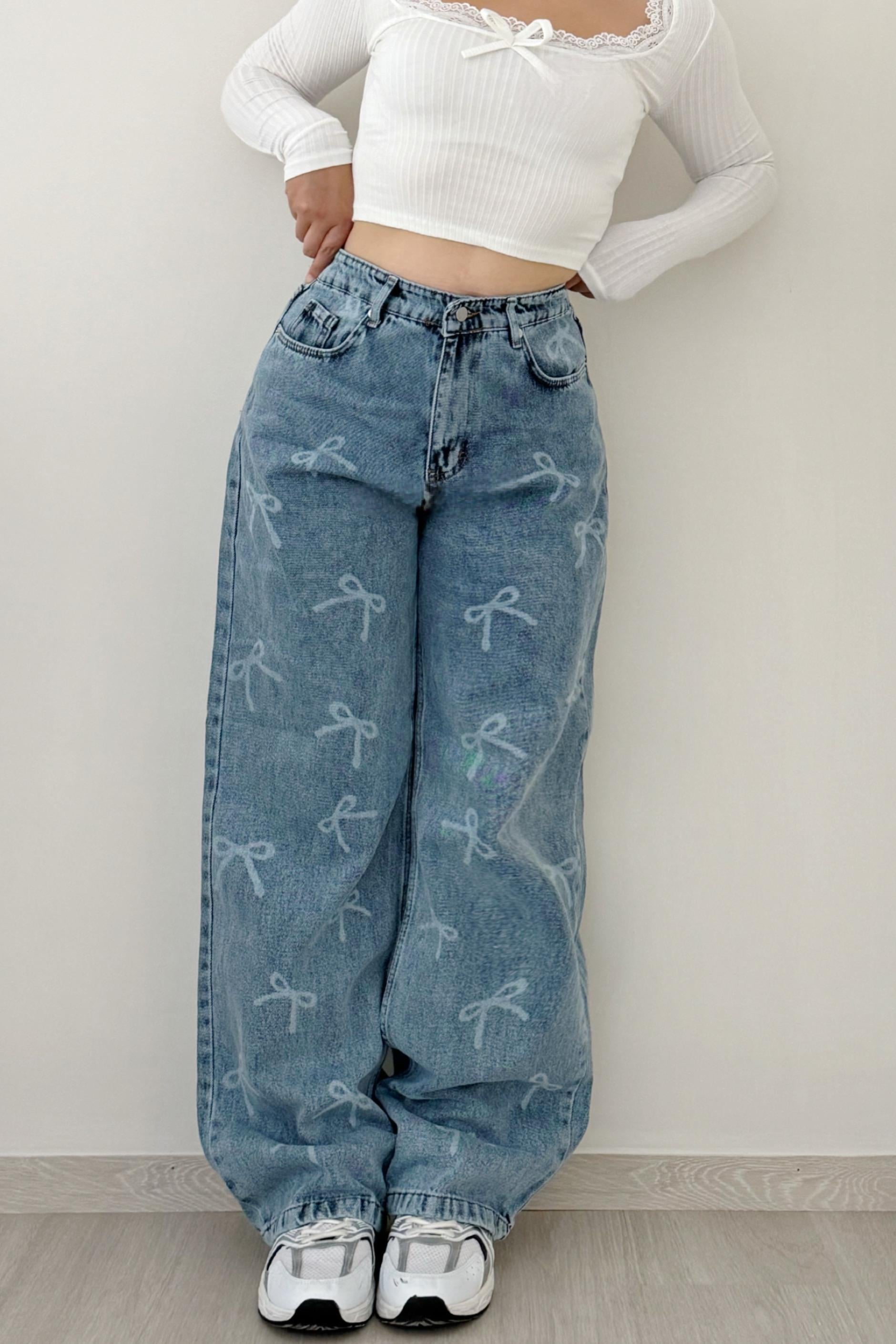 Ribbon Printing Jean Pantolon