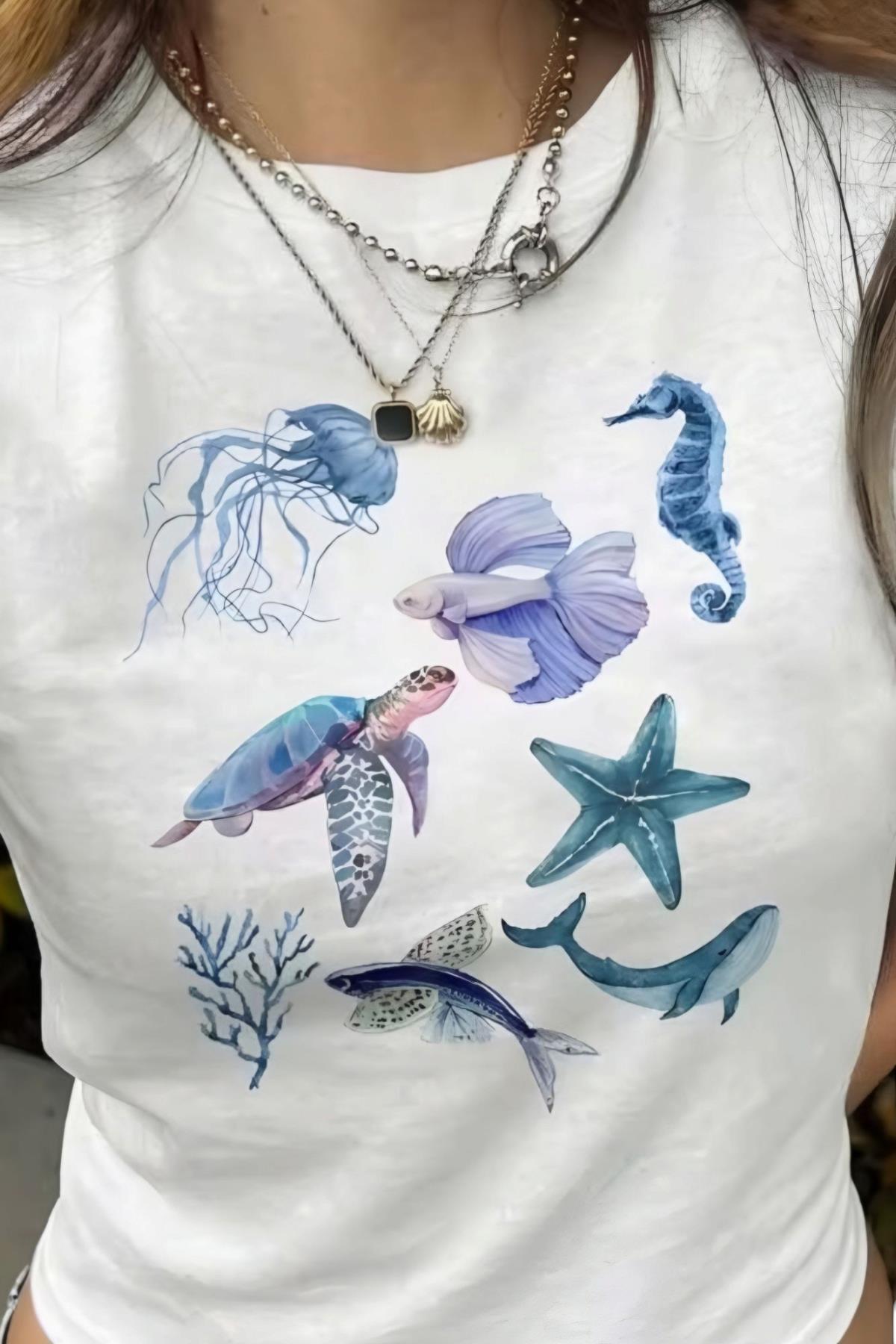 Sea Animals Tam Boy Bluz