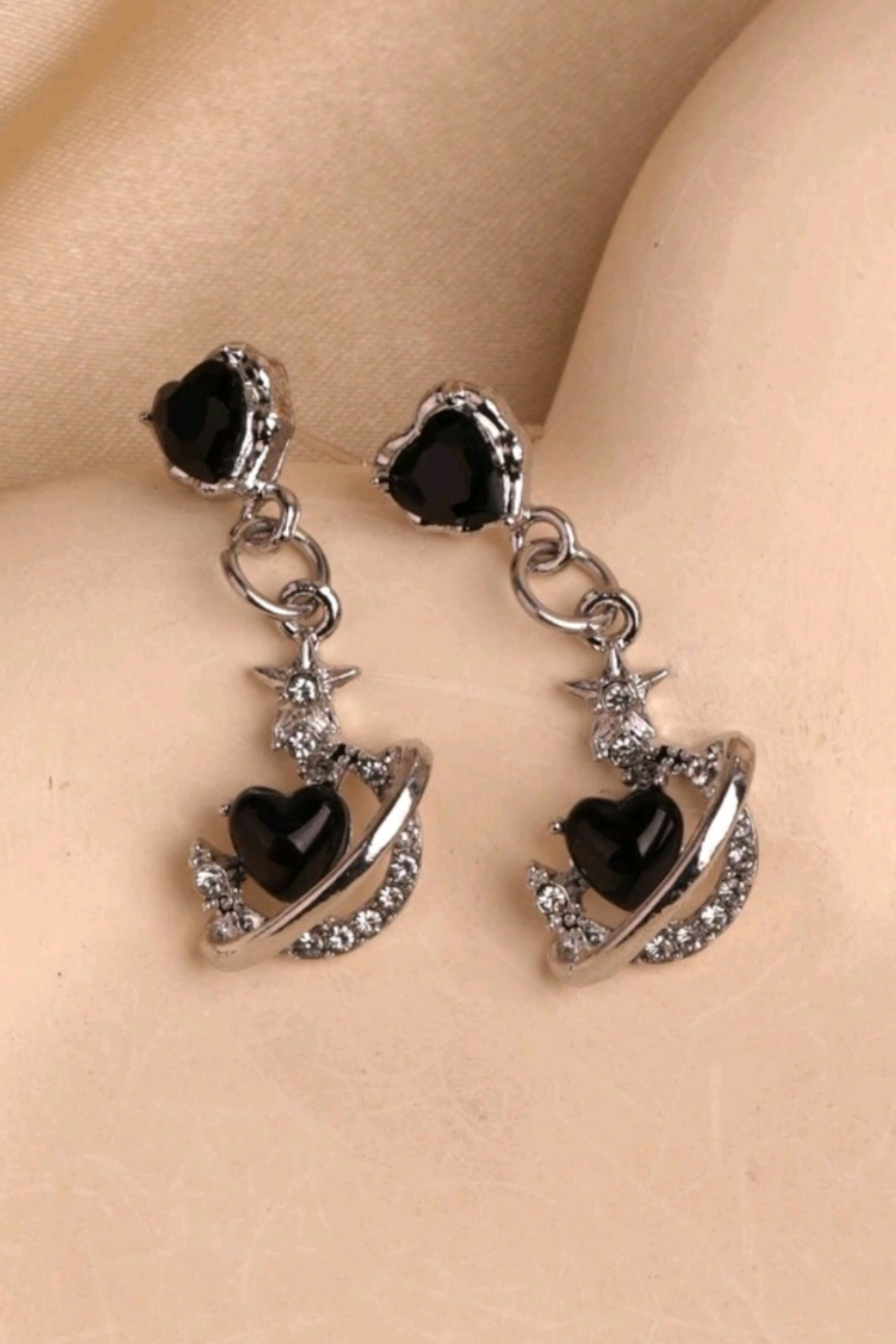 Shiny Black Heart Küpe