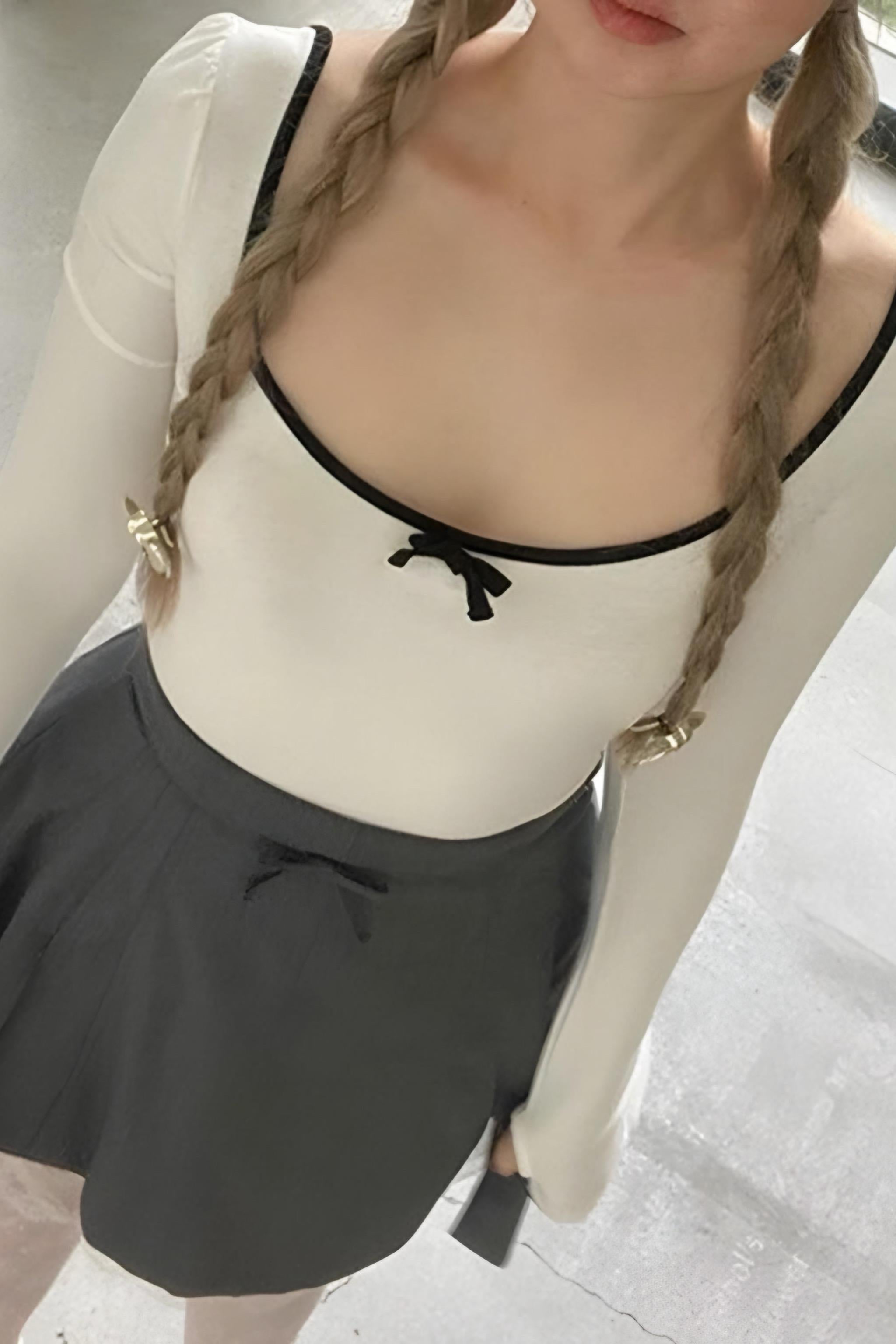 Sırt Detay Uzun Kol Crop