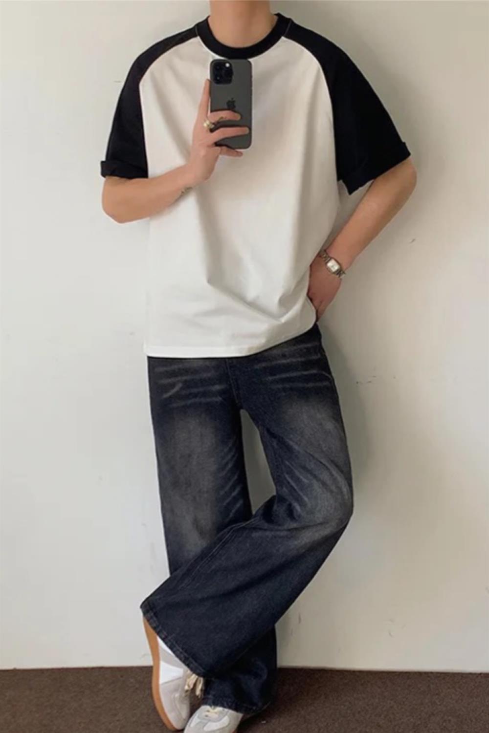Siyah Beyaz Basic Oversize T-shirt