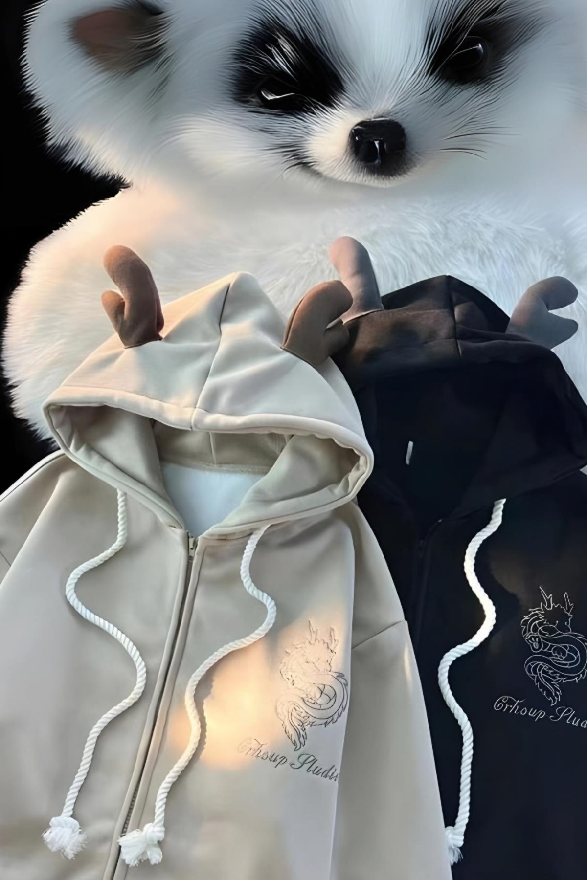 Siyah Dragon Baby Kapüşonlu Hırka