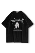 Siyah Terrible Ghost Oversize T-shirt