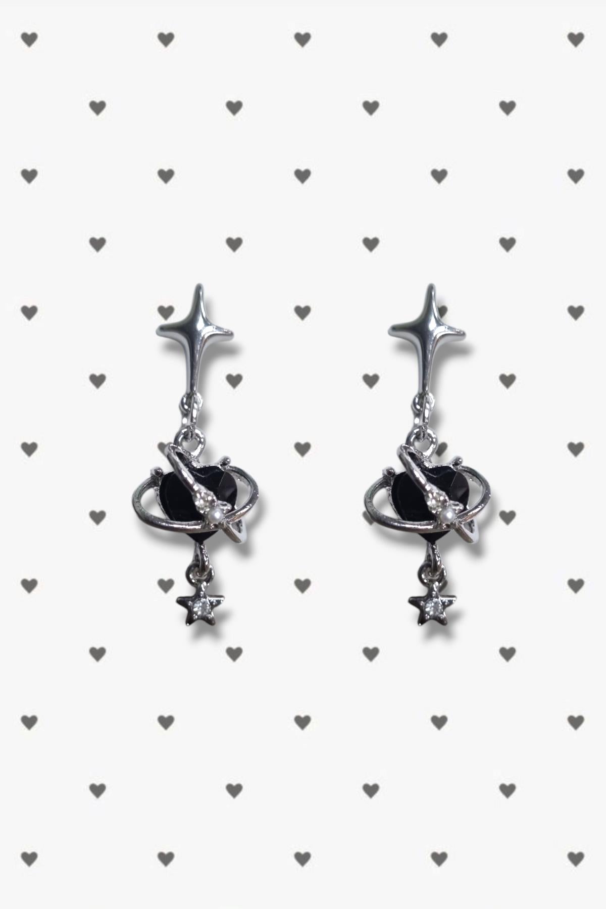 Sparkle Black Heart Küpe