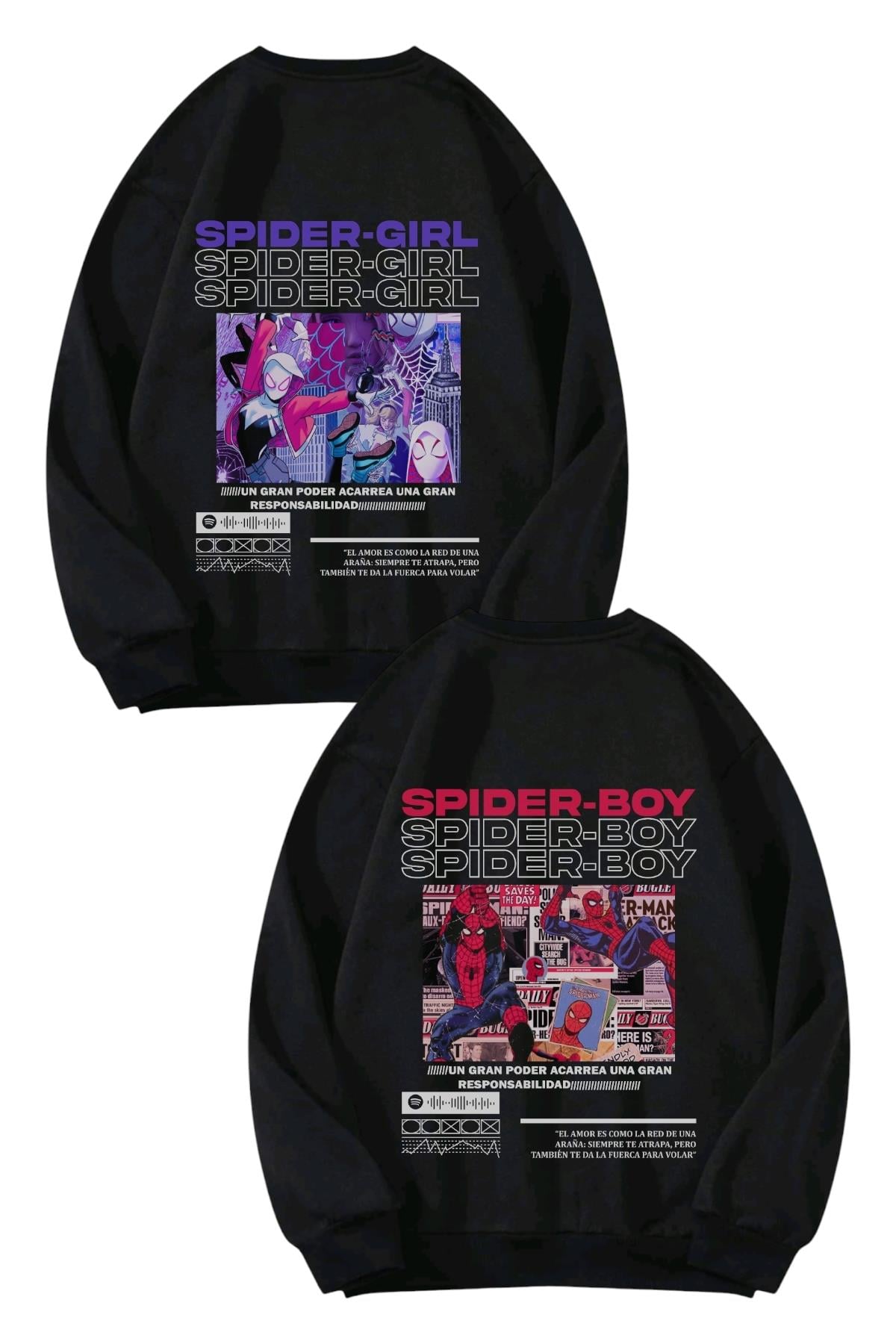 Spider Boy Bisiklet Yaka Oversize Sweatshirt