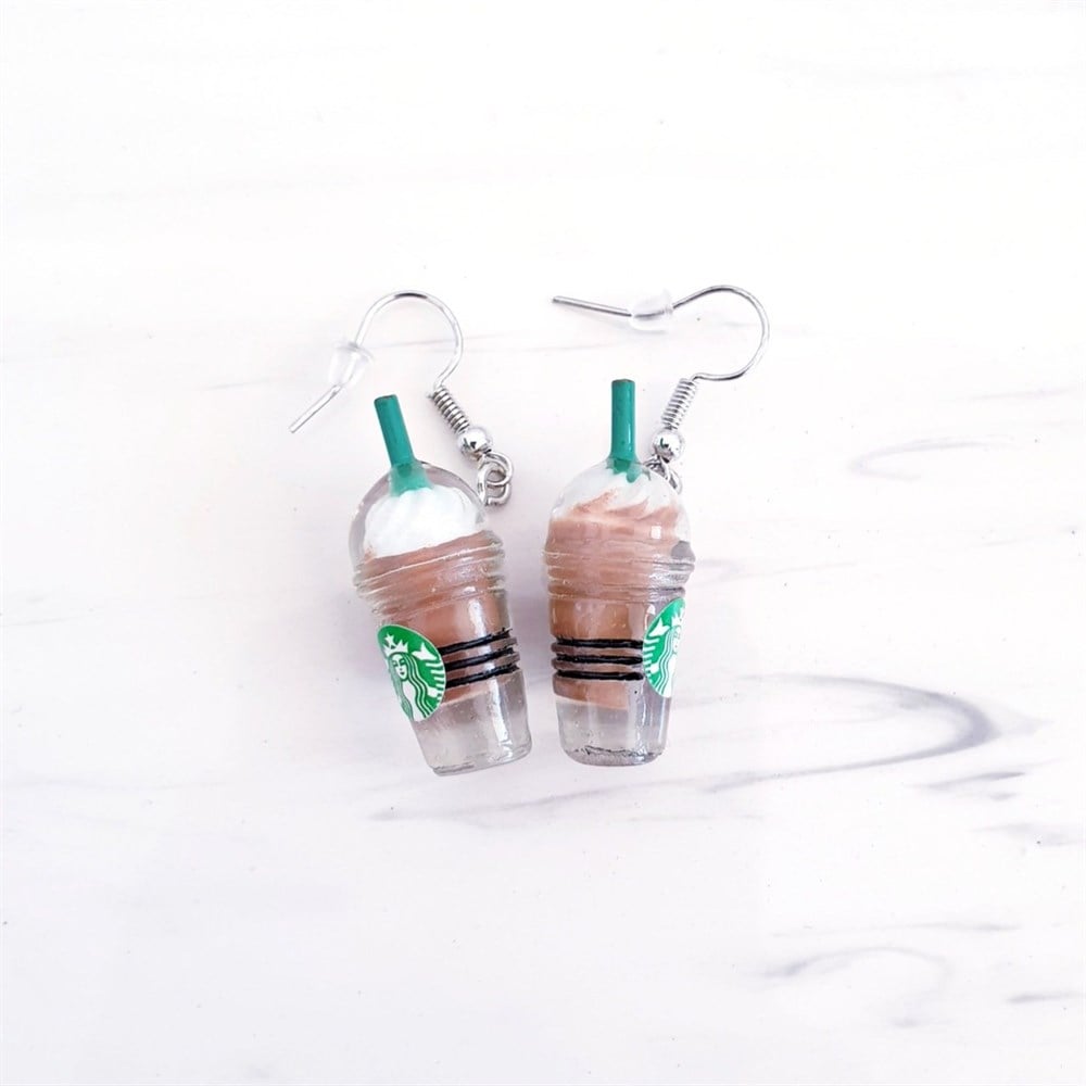 Starbucks Kahverengi Sallantılı Küpe