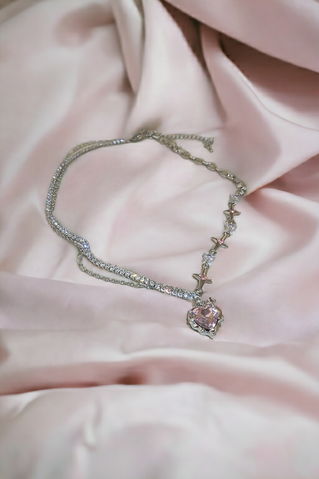 Stony Pink Heart Kolye