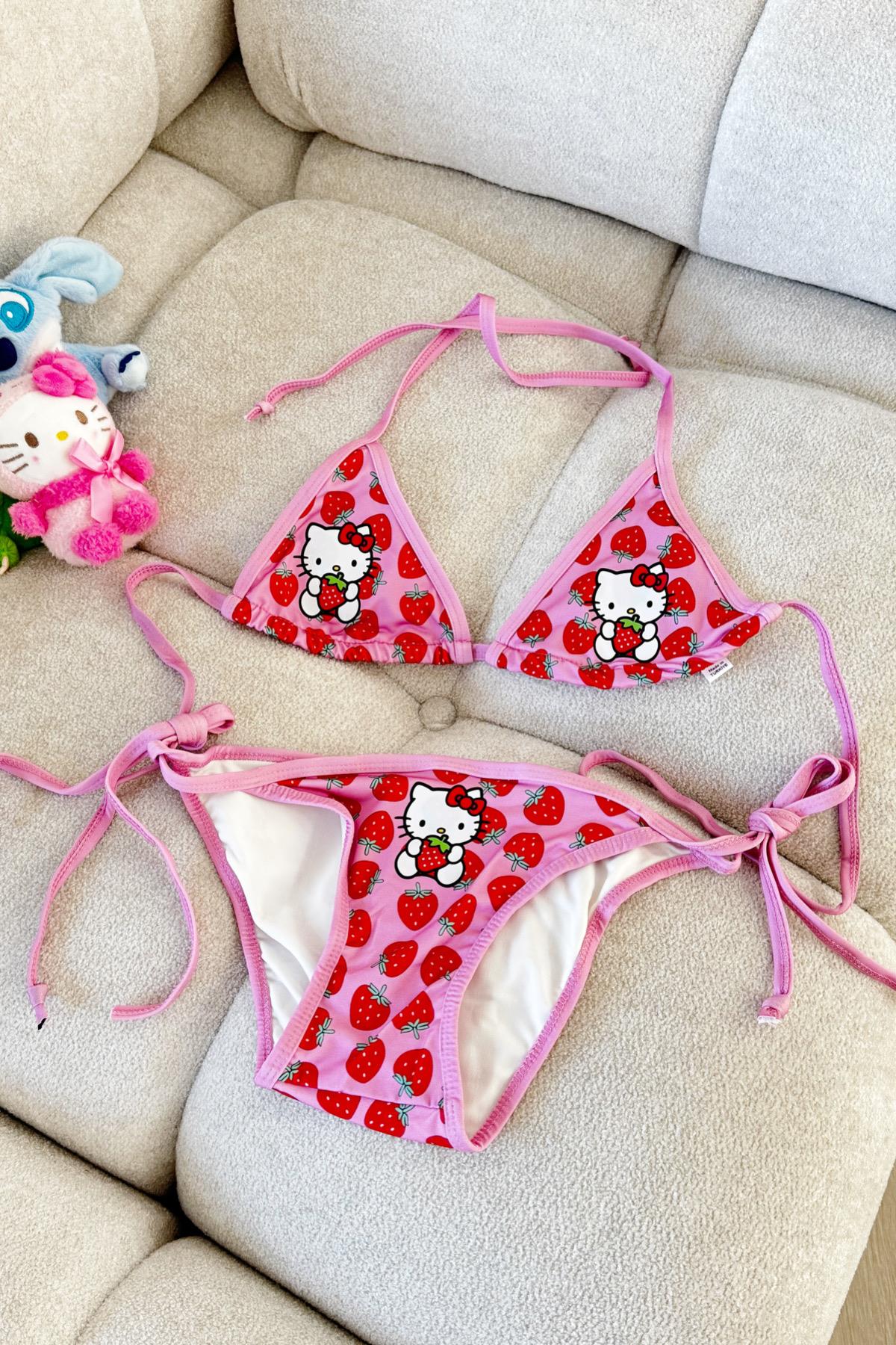 Strawberry Kitty Bikini Takımı