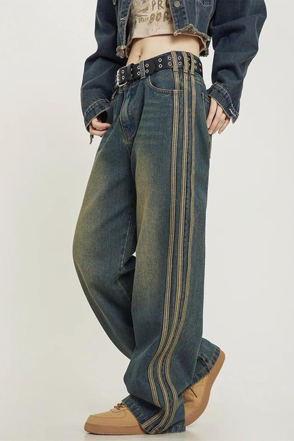 Strip Detail Sraight Fit Pantolon