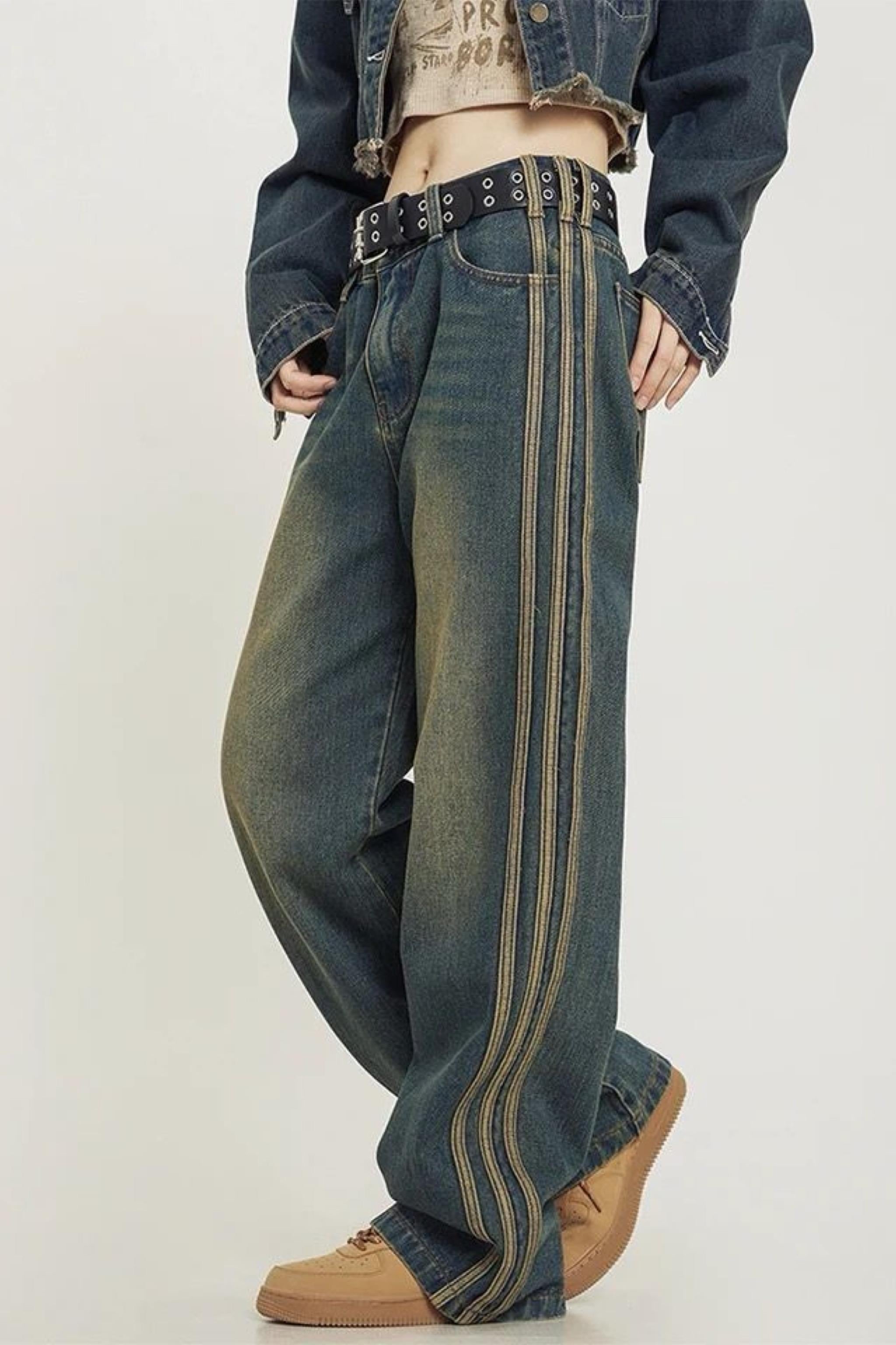 Strip Detail Sraight Fit Pantolon