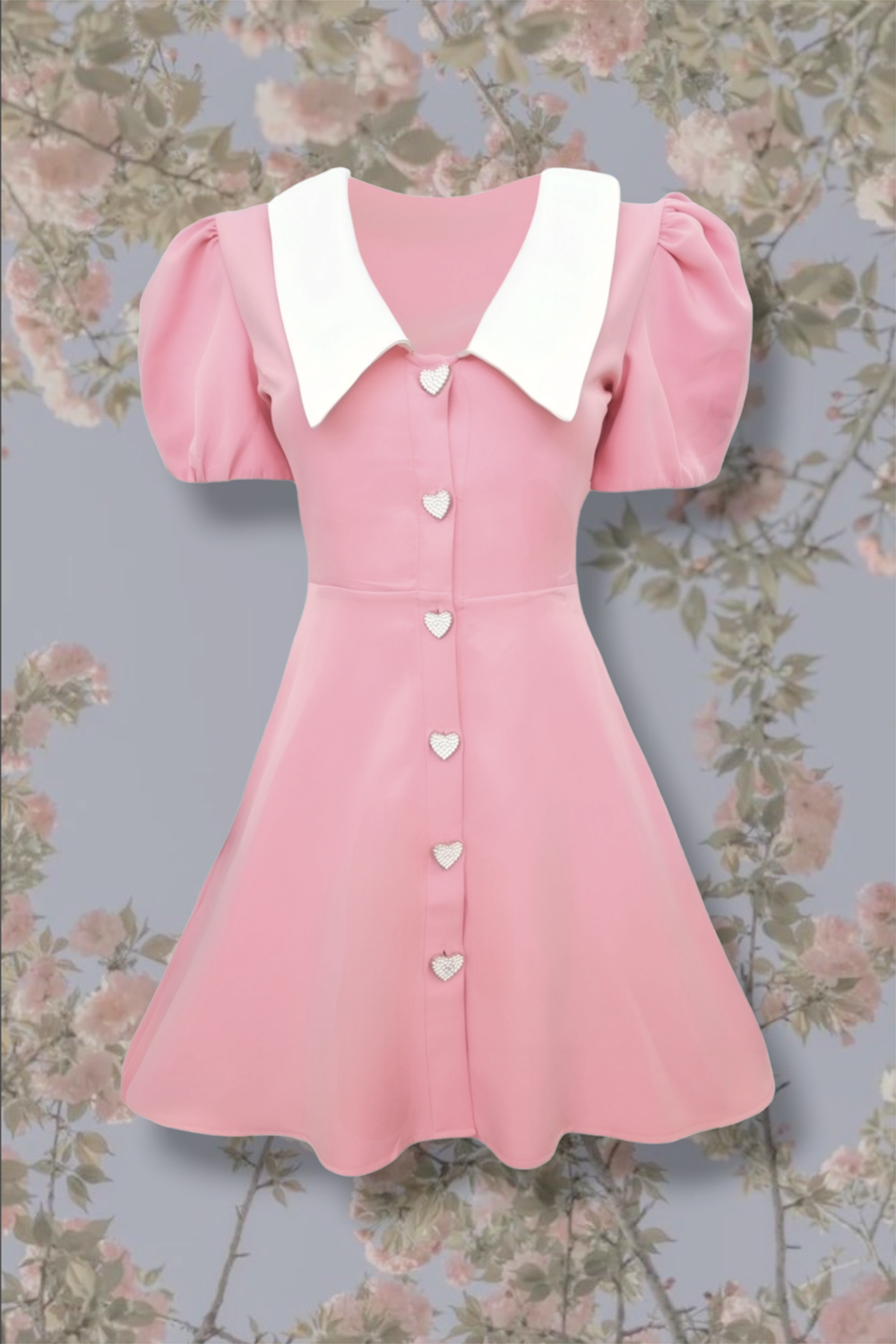 Taşlı Kalp Düğme Lolita Elbise