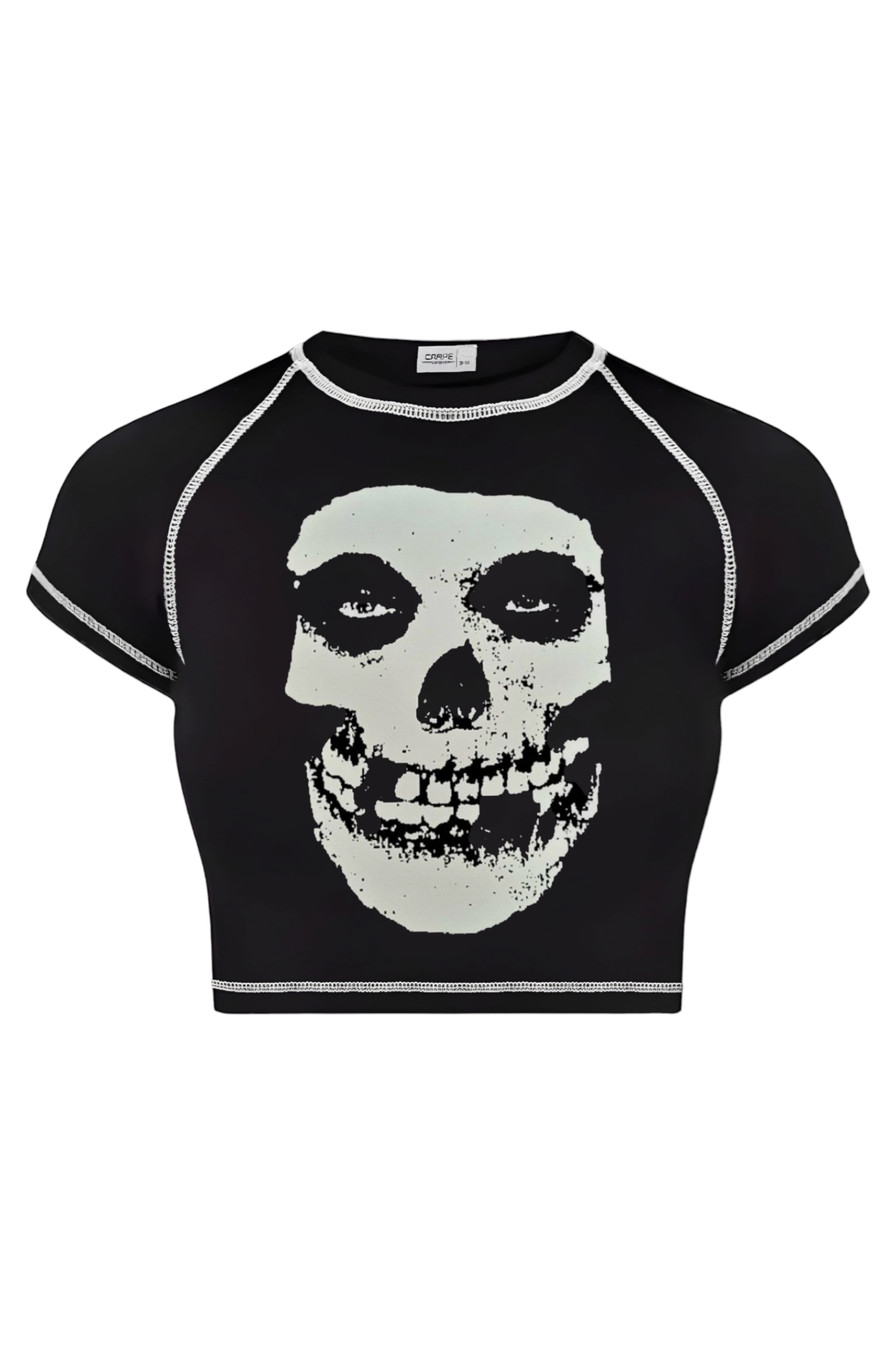 Ters Dikiş Black Skull  Crop
