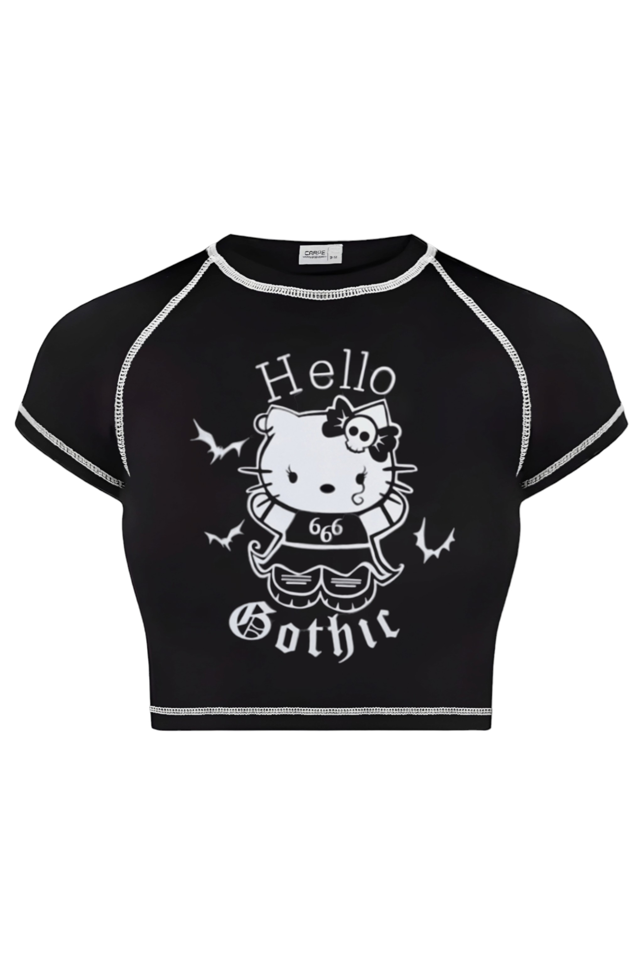 Ters Dikiş Hello Gothıc Crop