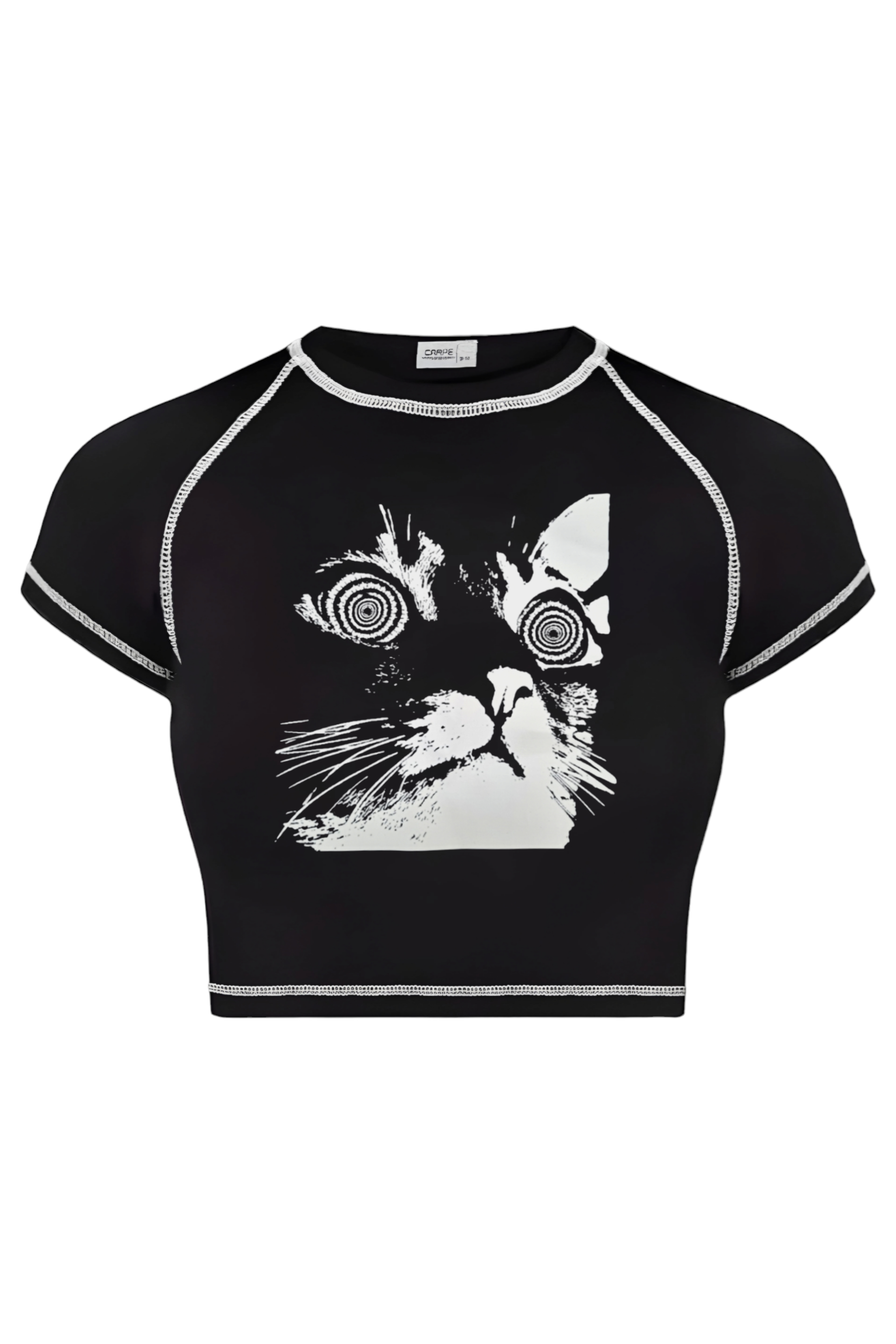 Ters Dikiş Hypnosis Cat Crop
