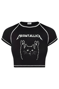 Ters Dikiş Meowtallıc Crop