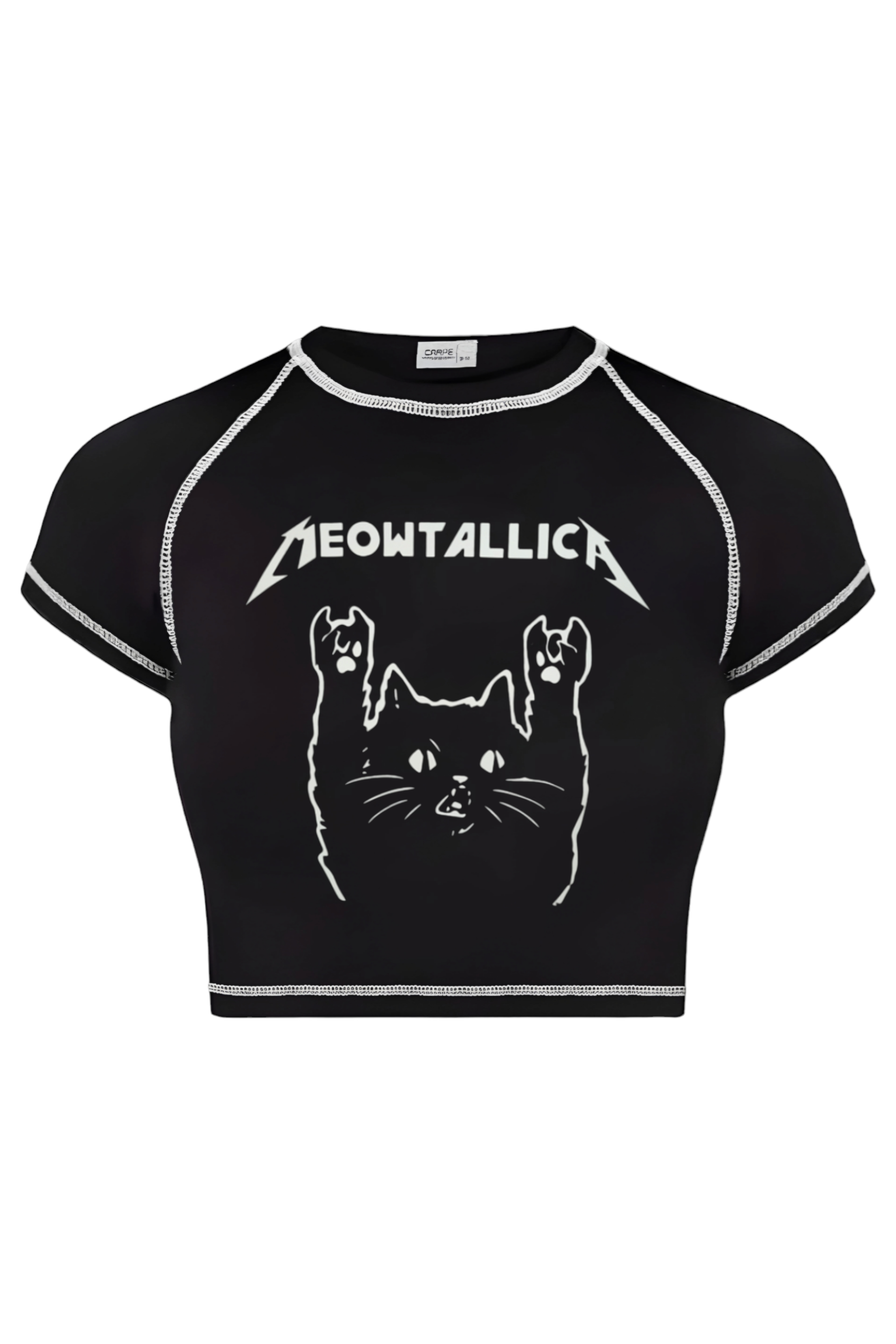 Ters Dikiş Meowtallıc Crop