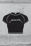 Ters Dikiş Metallica Crop