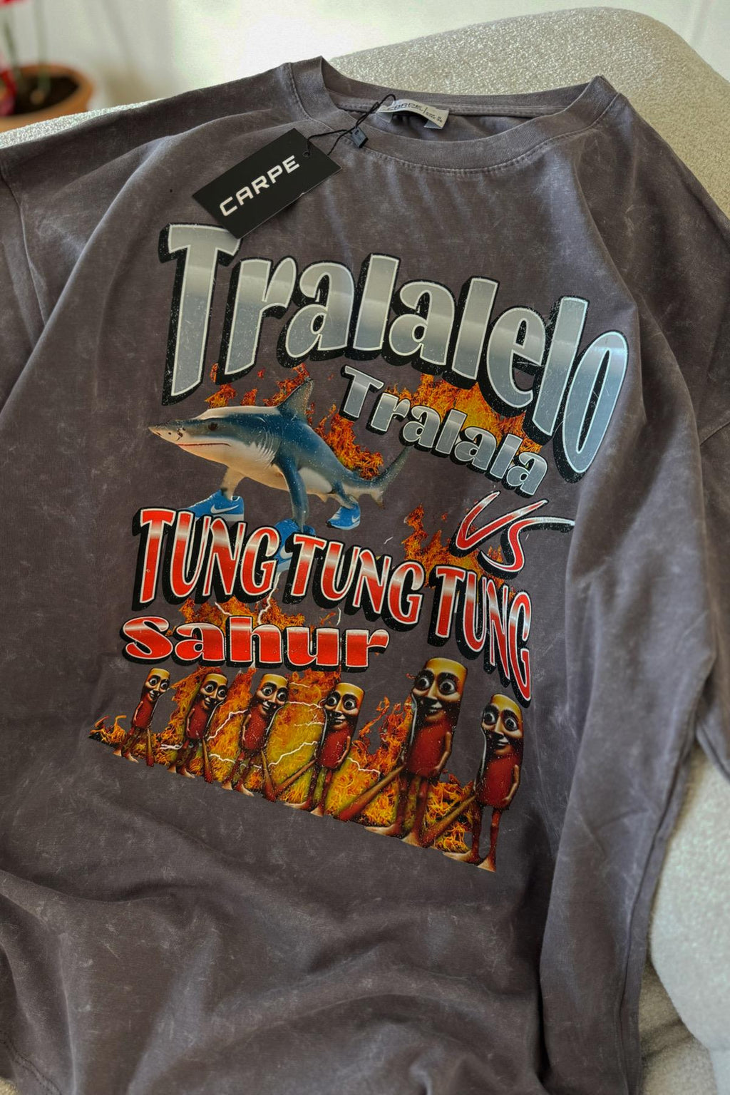 Tralalelo Yıkamalı Oversize T-shirt