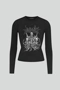 Triple Skeleton Uzun Kol Tam Boy Bluz