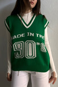 Vintage Yeşil 90 s Unisex Süveter