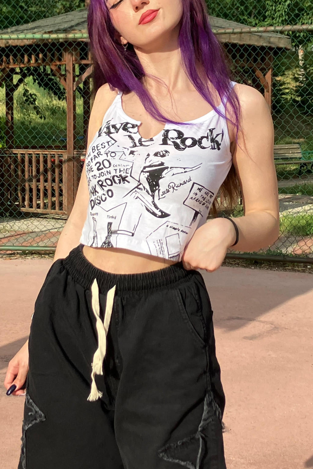 Vive Le Rock Askılı Crop