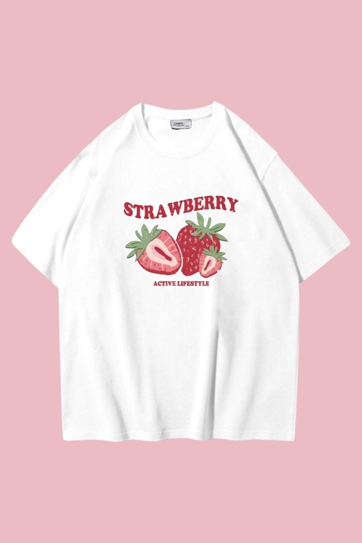 Watercolor Strawberry Oversize T-shirt