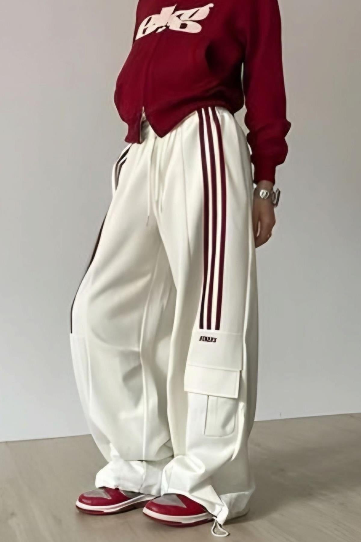 White Baggy Line Detail Eşofman