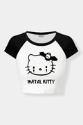 White Black Metal Kitty Crop