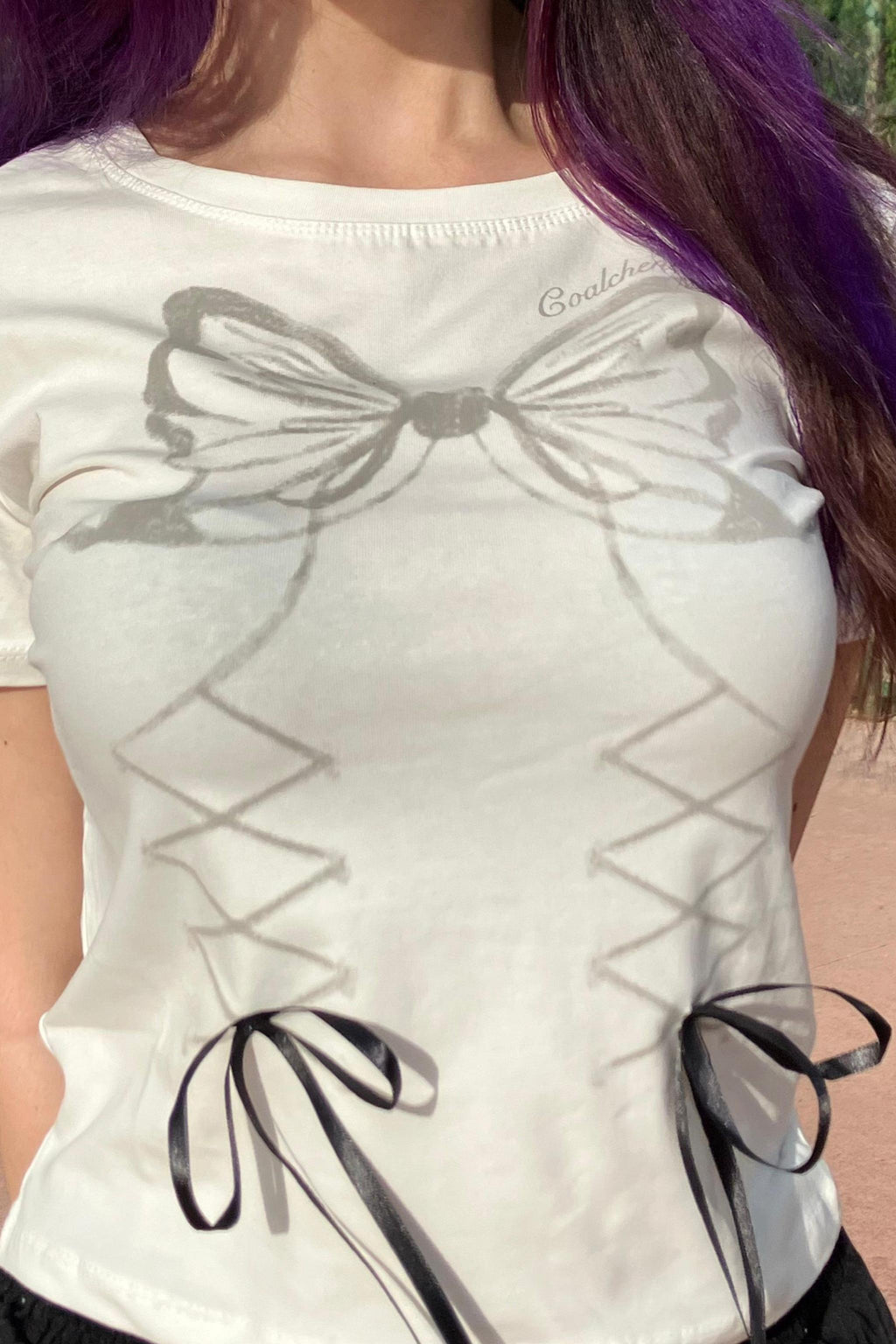 White Butterfly Ribbon Crop