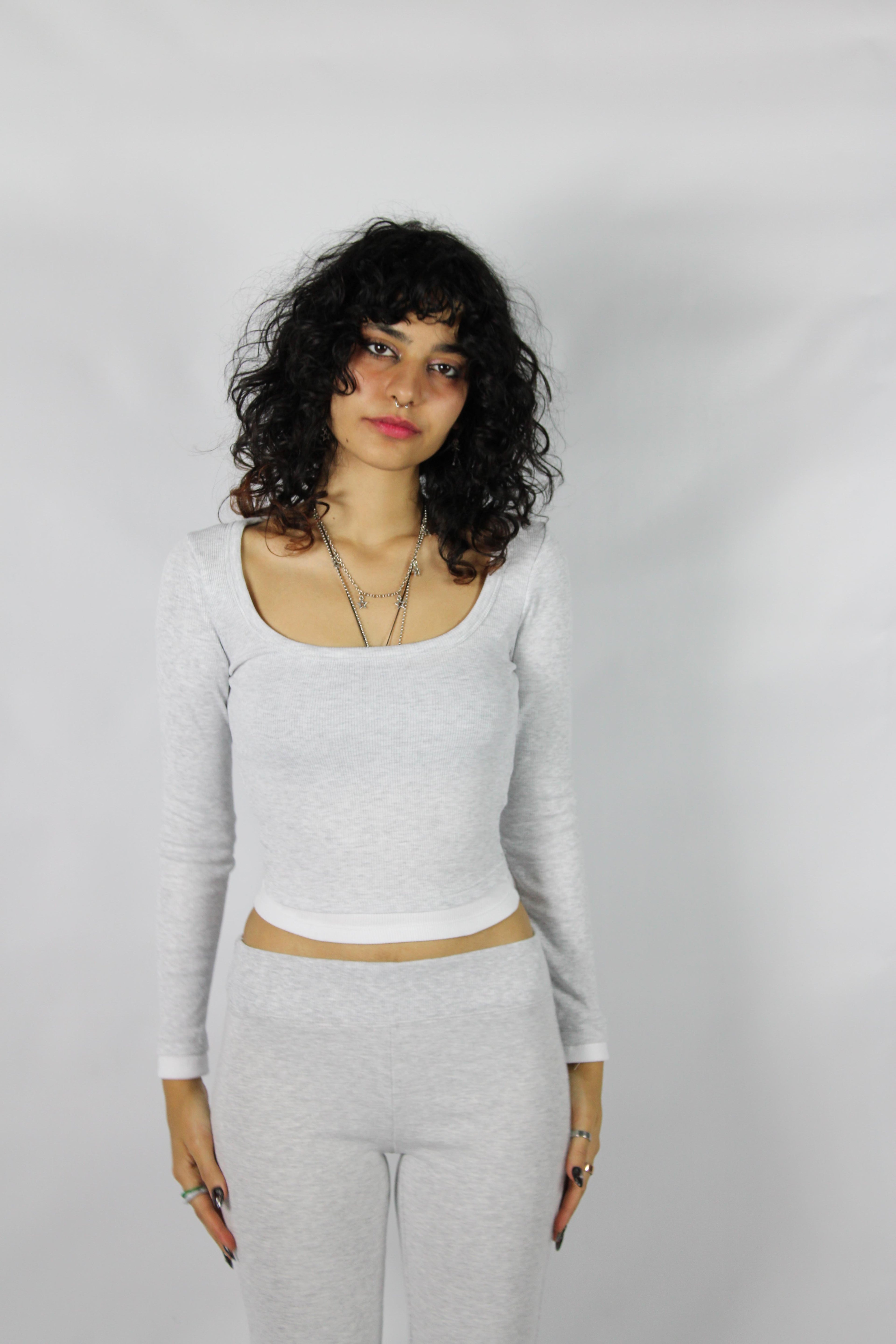 White Detail Grey Tam Boy Bluz