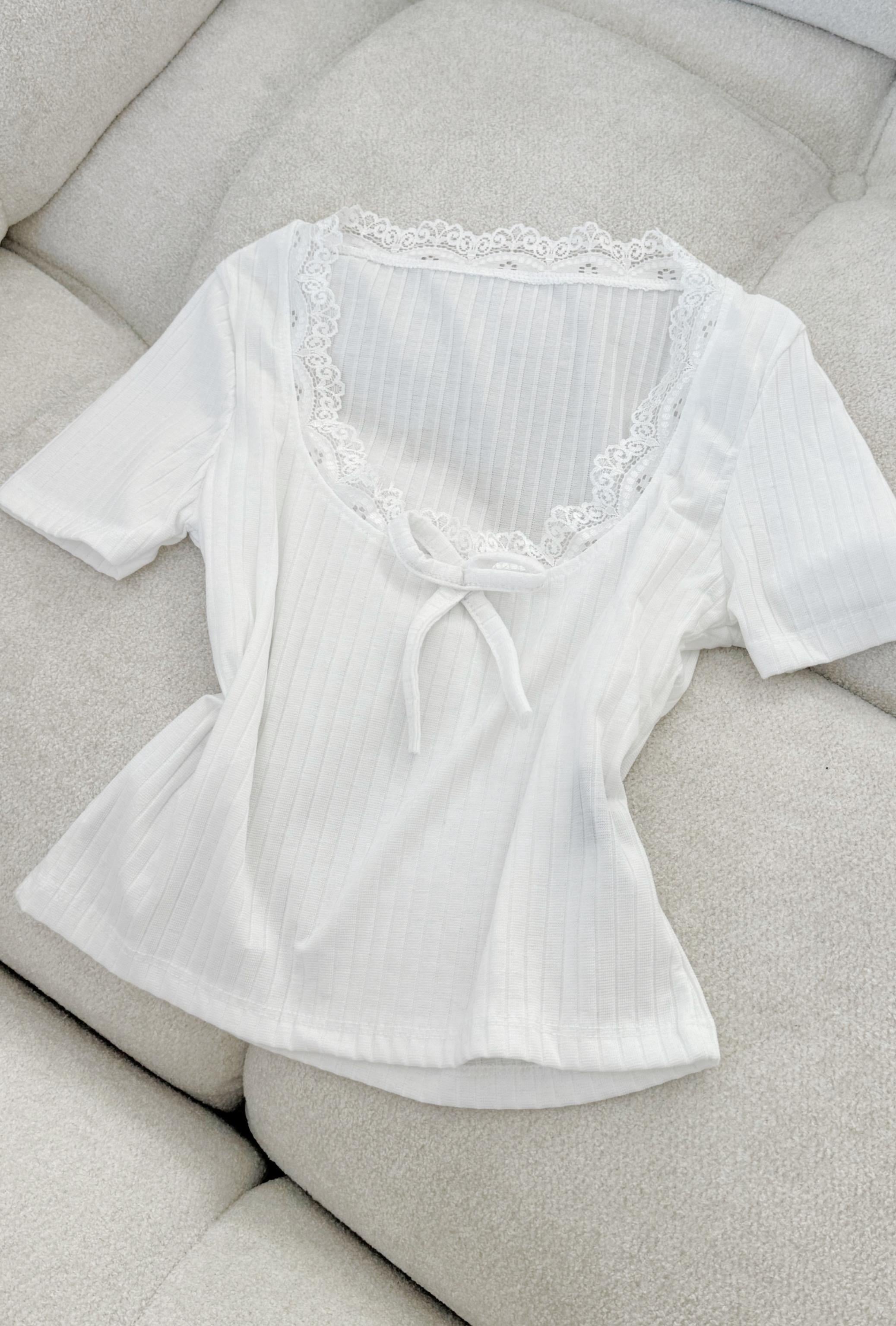 White Lace Detail Crop