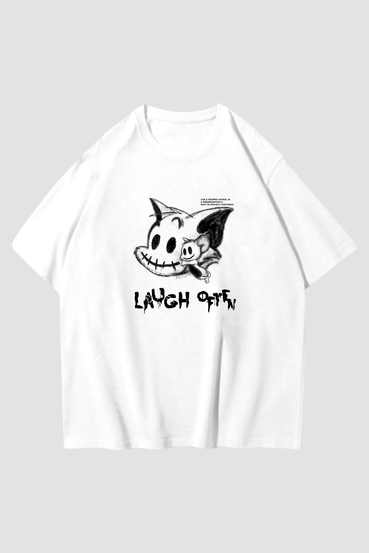 White Laugh Often Oversize T-shirt