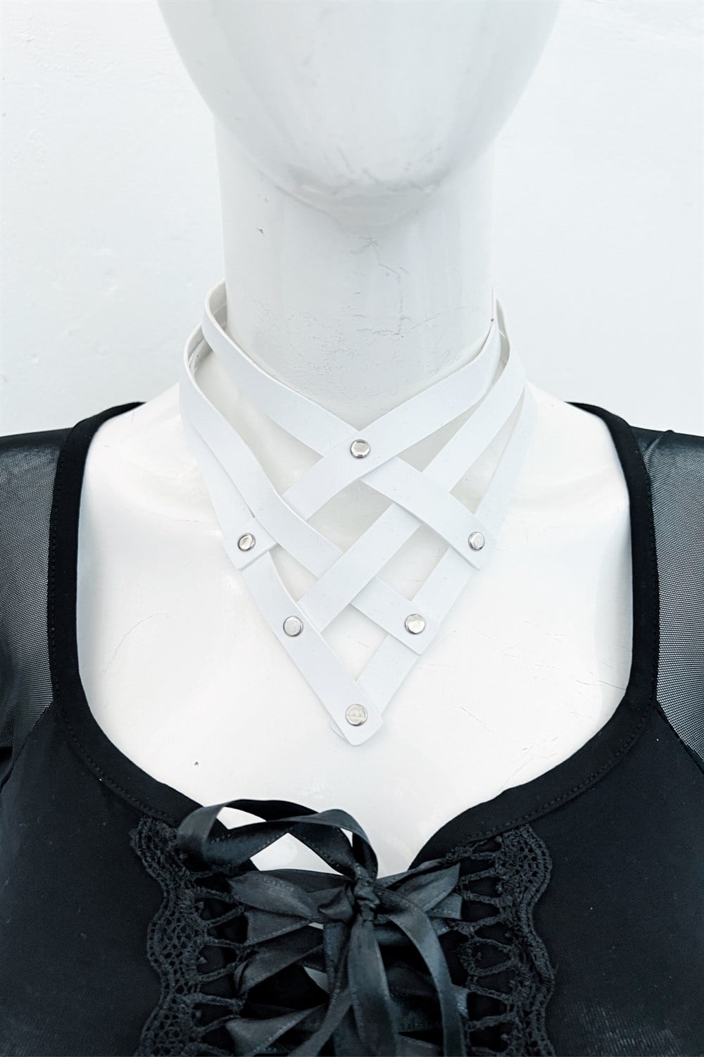White Leather Choker