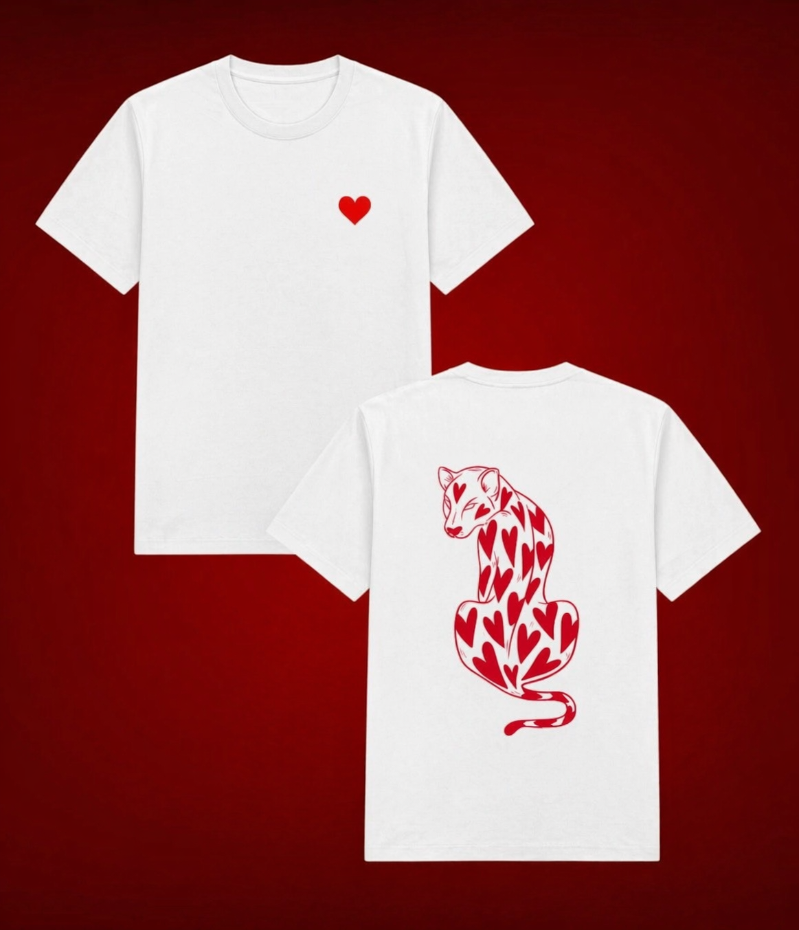 White Sırt Heart Tiger Oversize T-shirt