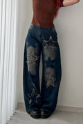 Y2K Denim Star Bol Paça Pantolon