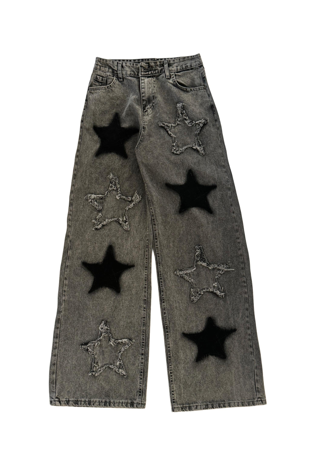 Y2K Füme Star Bol Paça Pantolon