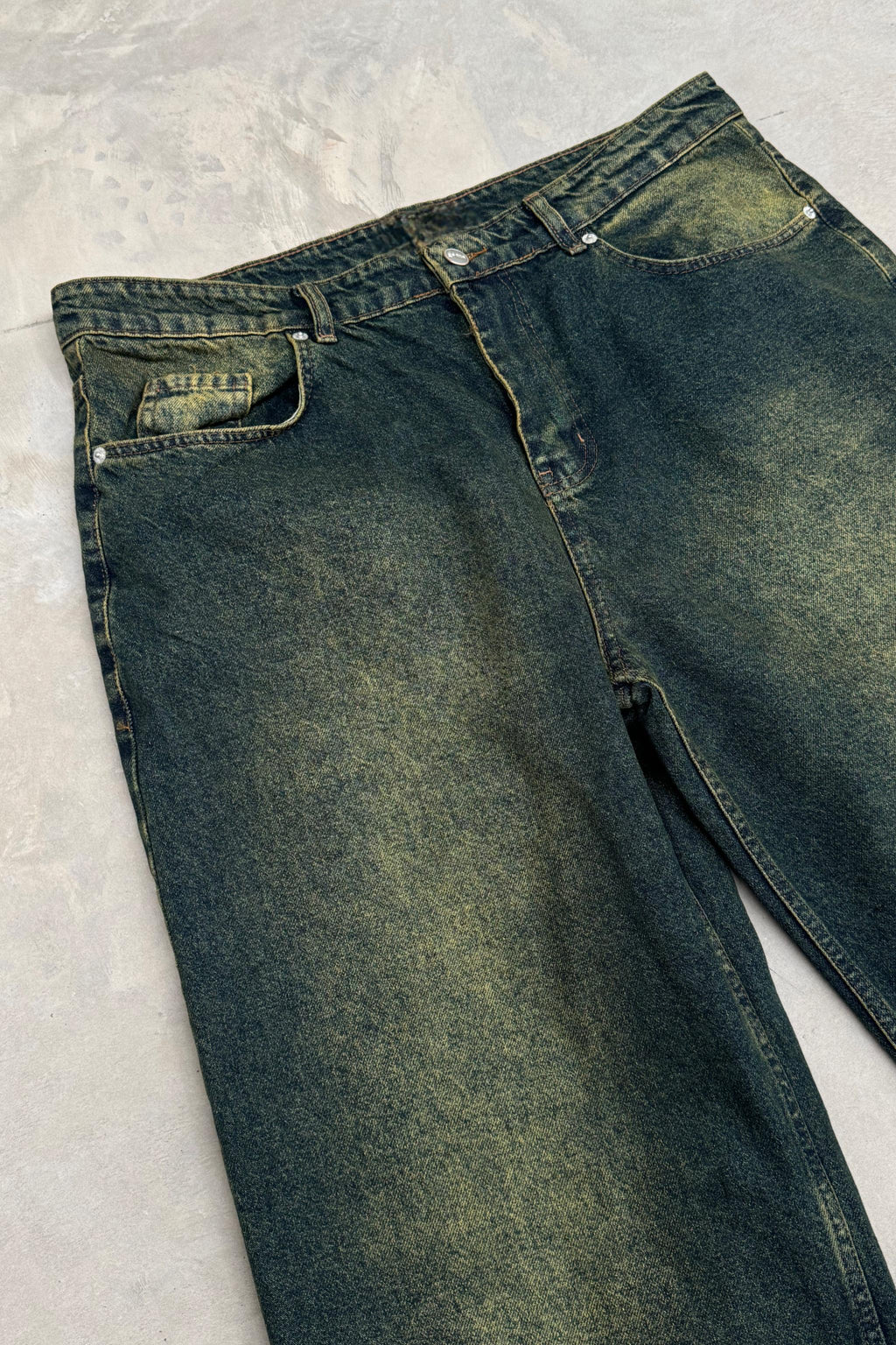 Yeşil Yıkamalı Big Size Pantolon