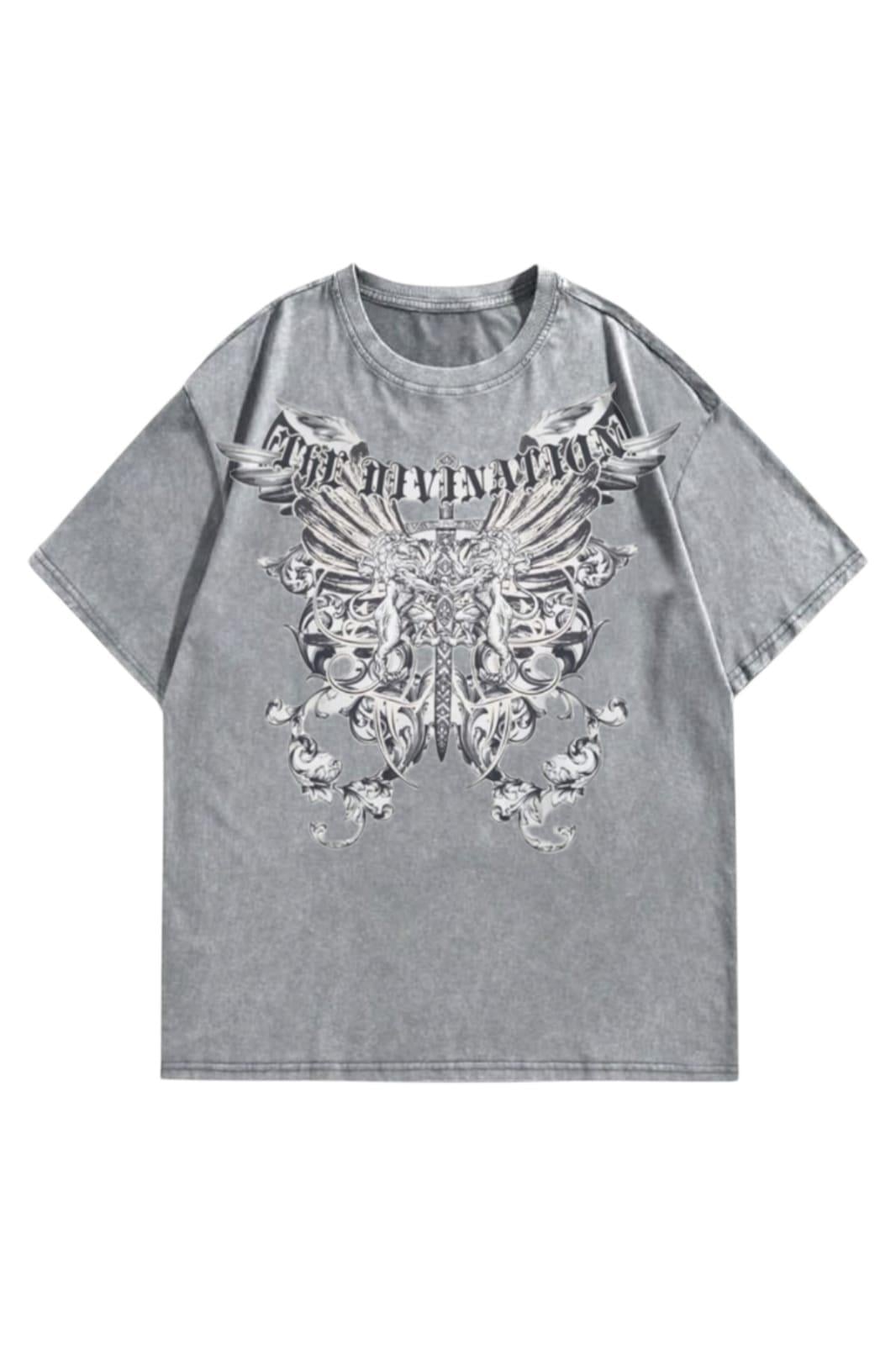 Yıkamalı Sword Lion Oversize T-shirt
